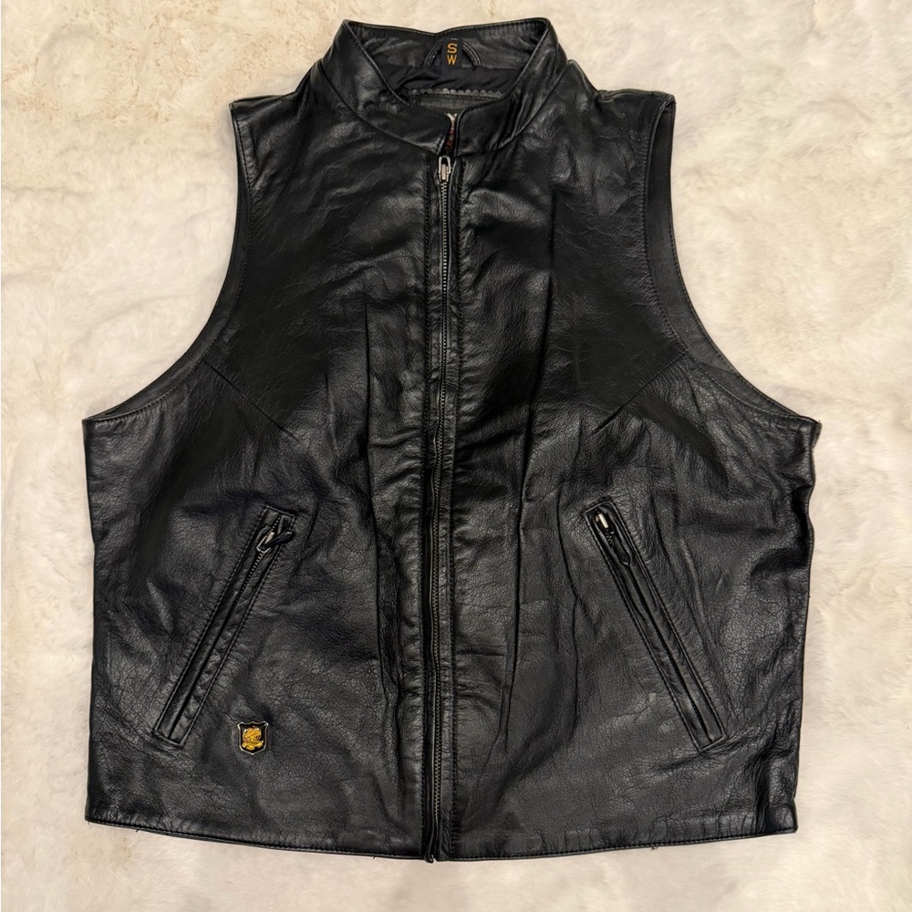 Vintage Harley-Davidson Women’s Black Leather Vest Sz S.